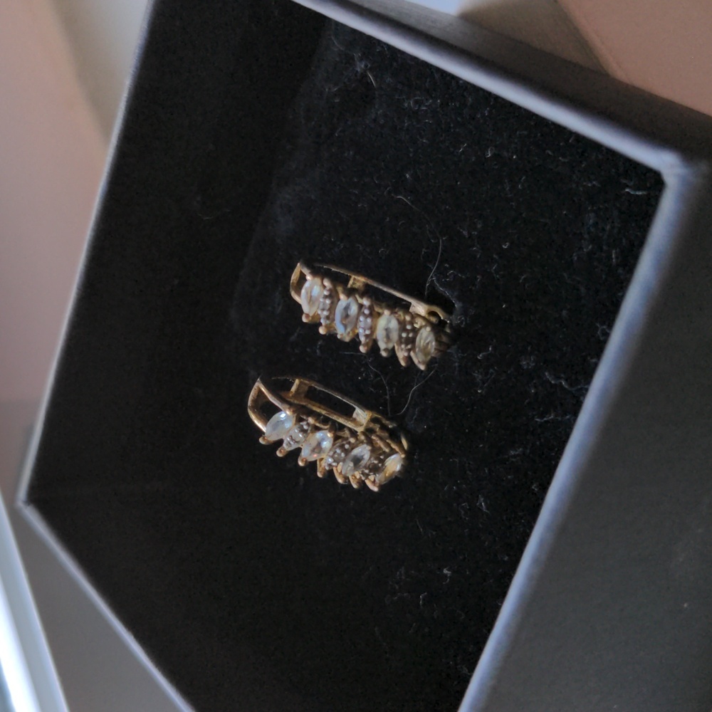 18k yellow gold vermeil sterling silver Citrine hoop earrings 925 R